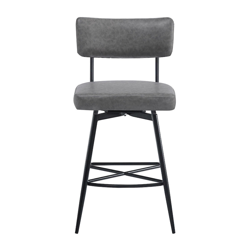 Tabourets de bar pivotants rétro Roomfitters 26, lot de 2, en similicuir avec assise rembourrée et structure en fer.