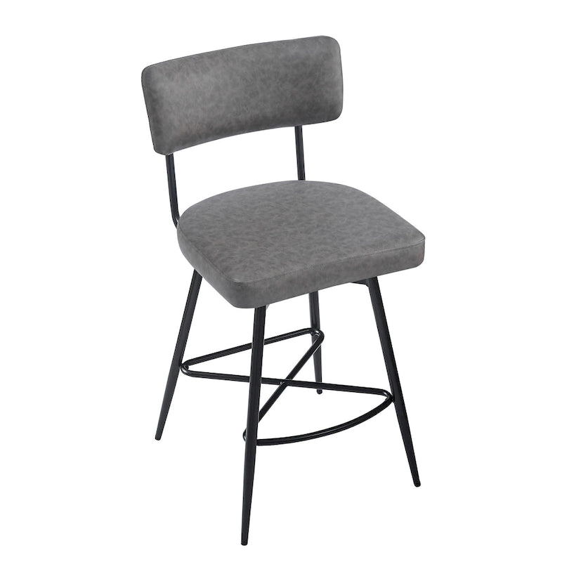 Tabourets de bar pivotants rétro Roomfitters 26, lot de 2, en similicuir avec assise rembourrée et structure en fer.