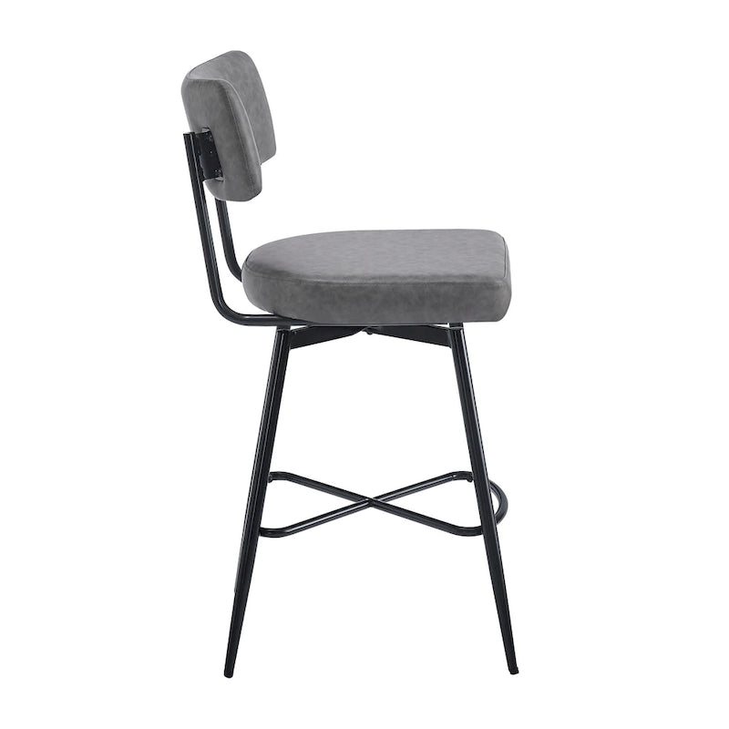 Tabourets de bar pivotants rétro Roomfitters 26, lot de 2, en similicuir avec assise rembourrée et structure en fer.