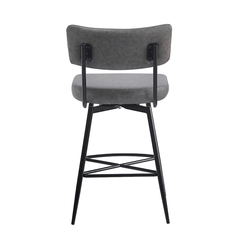 Tabourets de bar pivotants rétro Roomfitters 26, lot de 2, en similicuir avec assise rembourrée et structure en fer.