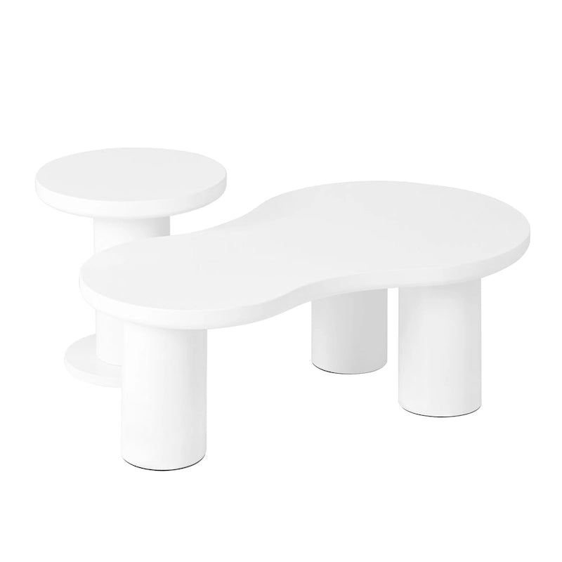 Ensemble de 2 tables basses gigognes nuage avec petite table d'appoint ronde