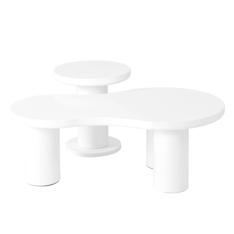 Ensemble de 2 tables basses gigognes nuage avec petite table d'appoint ronde