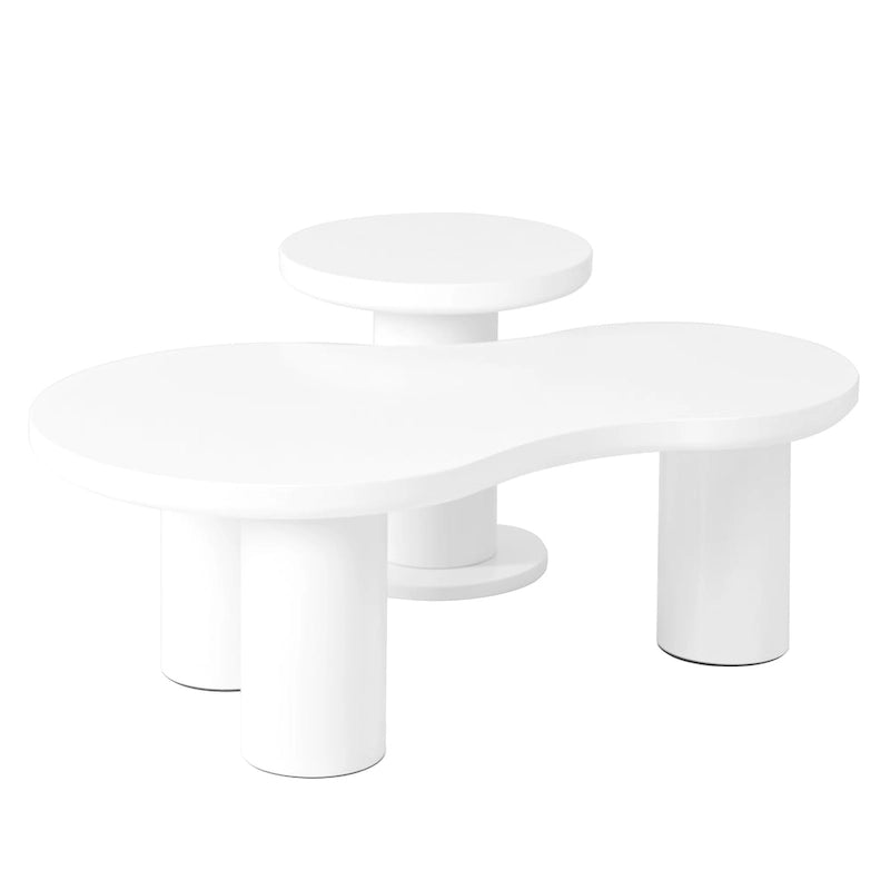 Ensemble de 2 tables basses gigognes nuage avec petite table d'appoint ronde
