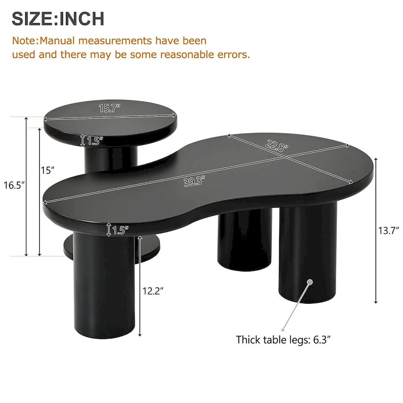 Ensemble de 2 tables basses gigognes nuage avec petite table d'appoint ronde