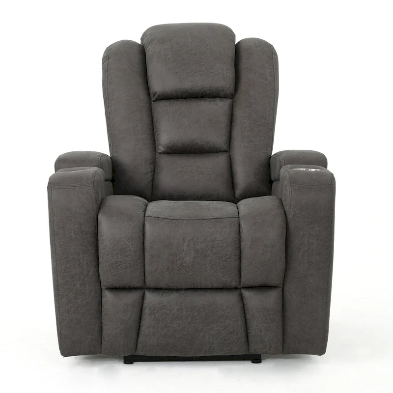 Fauteuil inclinable électrique Roomfitters 33 pouces (84 cm) avec rangement dans les accoudoirs et port USB, couleur ardoise