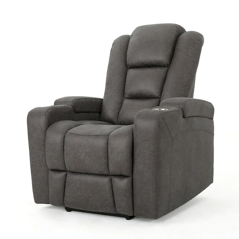 Fauteuil inclinable électrique Roomfitters 33 pouces (84 cm) avec rangement dans les accoudoirs et port USB, couleur ardoise