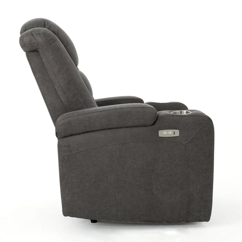 Fauteuil inclinable électrique Roomfitters 33 pouces (84 cm) avec rangement dans les accoudoirs et port USB, couleur ardoise