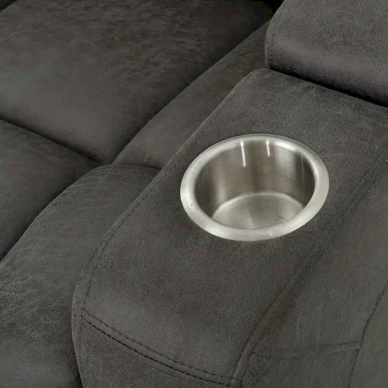 Fauteuil inclinable électrique Roomfitters 33 pouces (84 cm) avec rangement dans les accoudoirs et port USB, couleur ardoise