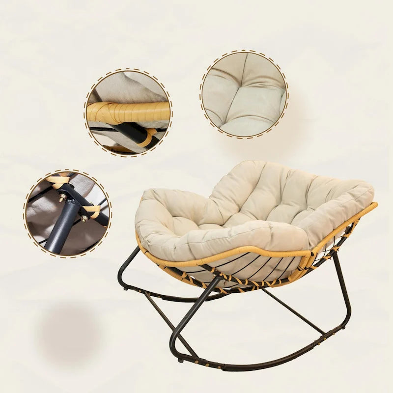 Fauteuil à bascule œuf avec motif en rotin