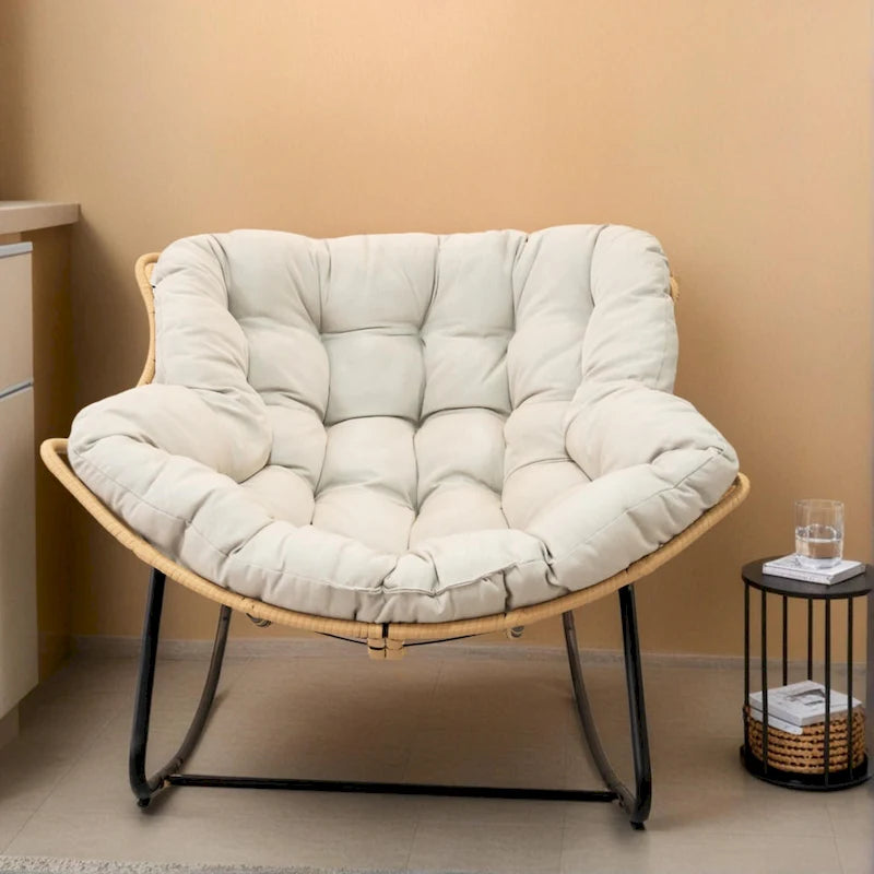 Fauteuil à bascule œuf avec motif en rotin