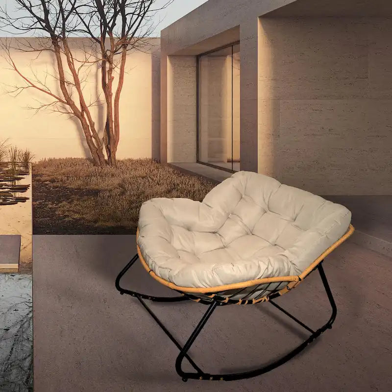 Fauteuil à bascule œuf avec motif en rotin