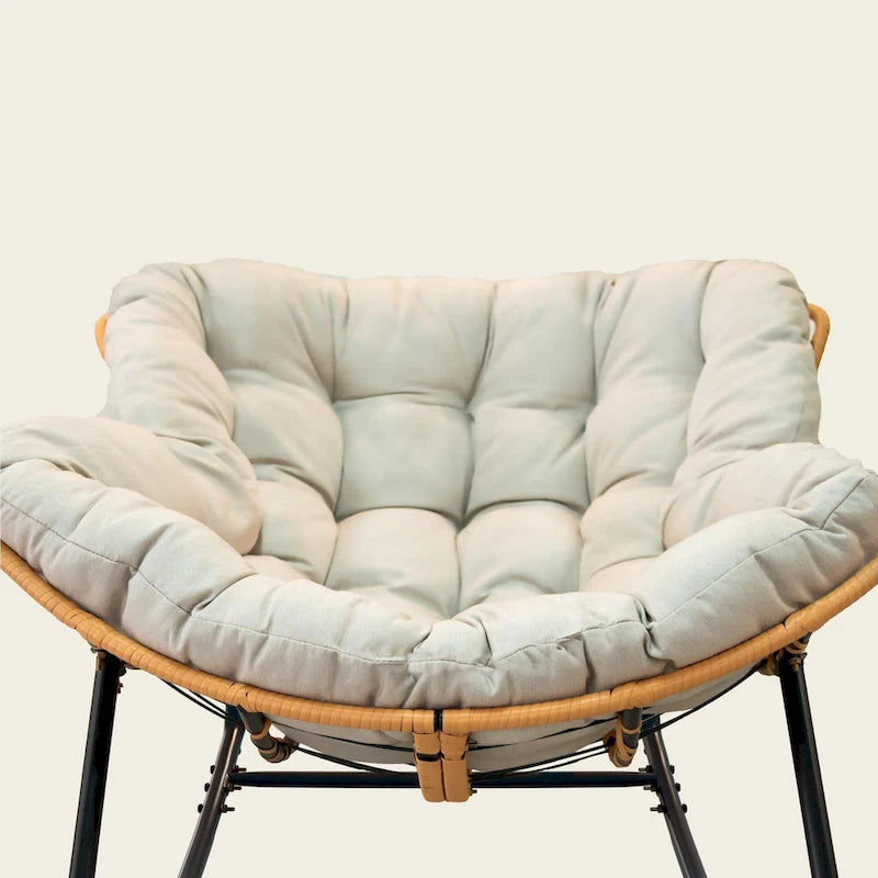 Fauteuil à bascule œuf avec motif en rotin