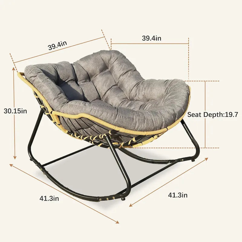 Fauteuil à bascule œuf avec motif en rotin