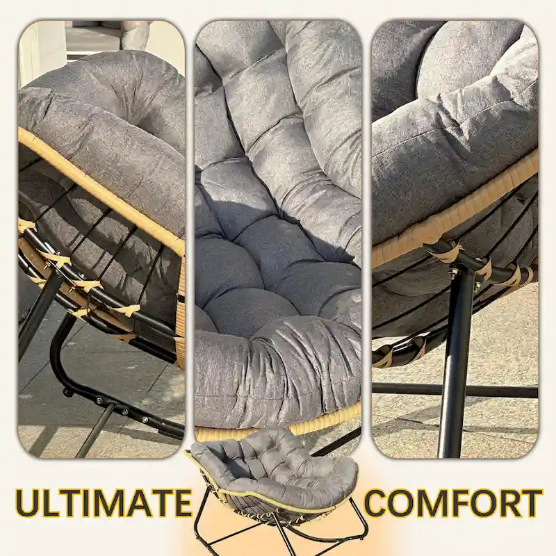 Fauteuil à bascule œuf avec motif en rotin