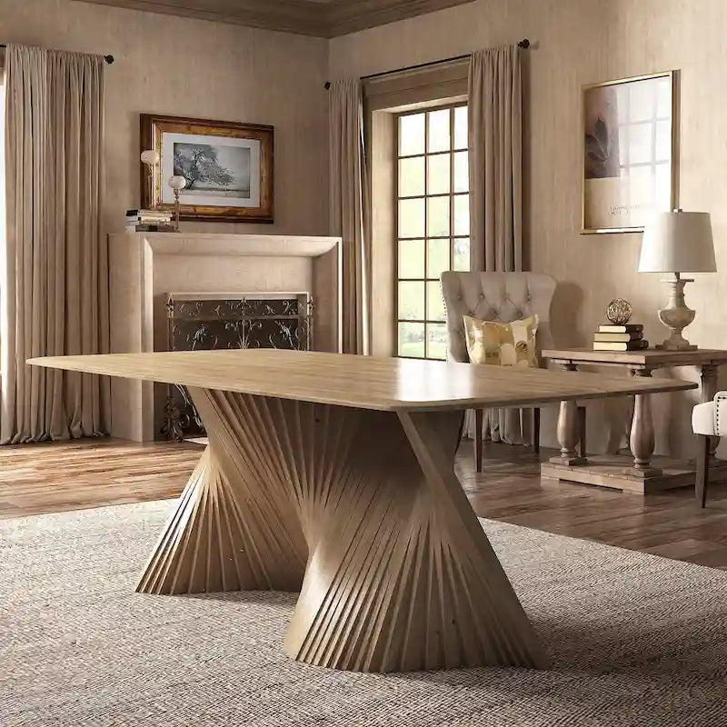 Norvik Wave Base Wood Dining Table by iNSPIRE Q Modern
