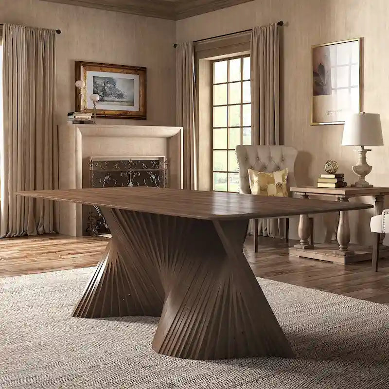 Table de salle à manger en bois Norvik Wave Base par iNSPIRE Q Modern
