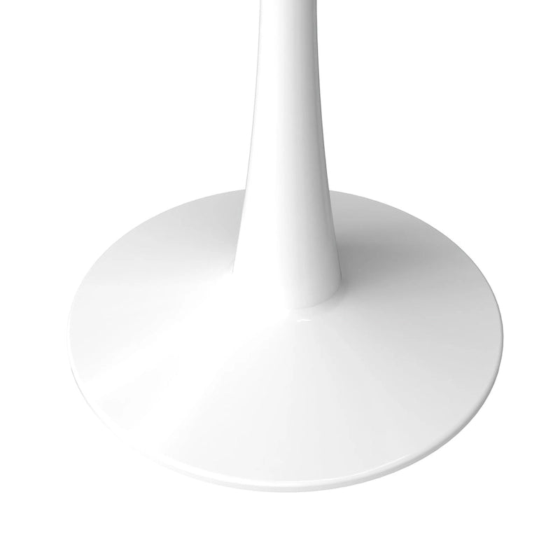 Table de salle à manger ronde moderne Bristol 31 avec plateau en pierre frittée et pied central en acier inoxydable blanc pour salle à manger et cuisine