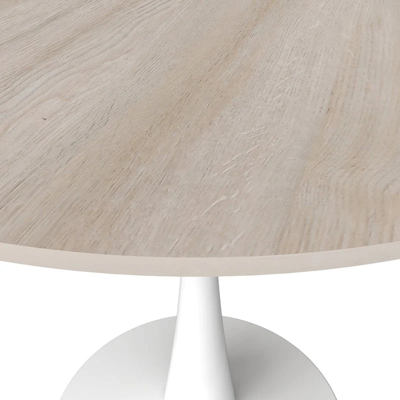 Table de salle à manger ronde moderne Bristol 31 avec plateau en pierre frittée et pied central en acier inoxydable blanc pour salle à manger et cuisine