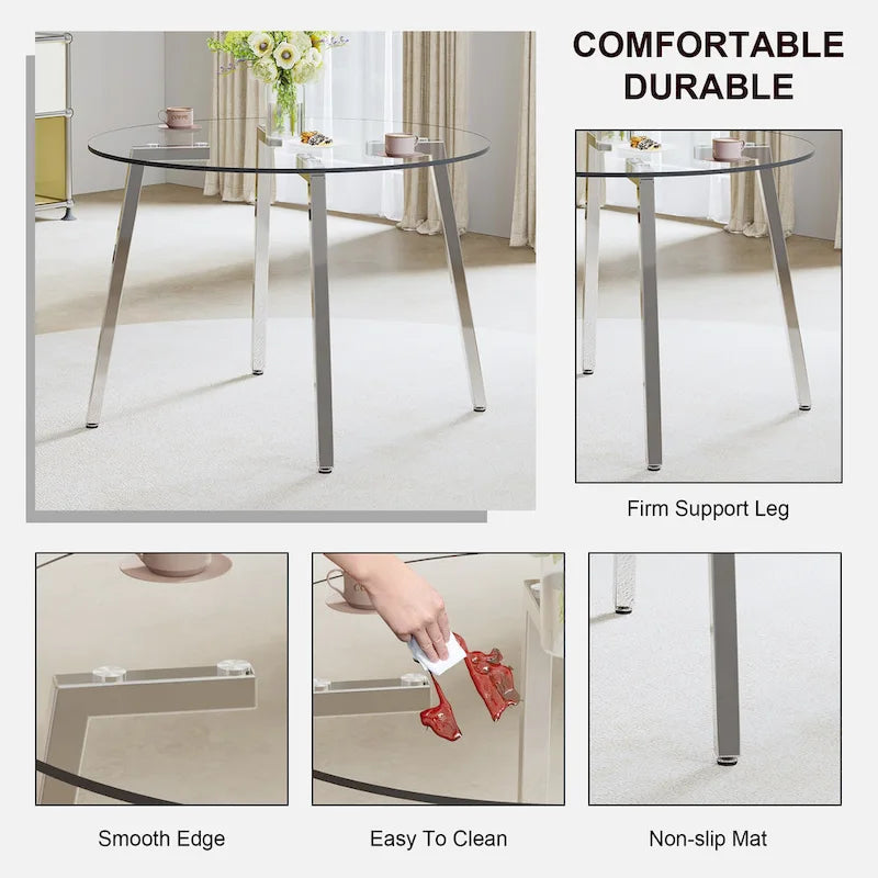 Table d'appoint moderne en verre trempé pour salle à manger, table basse ou console d'entrée.