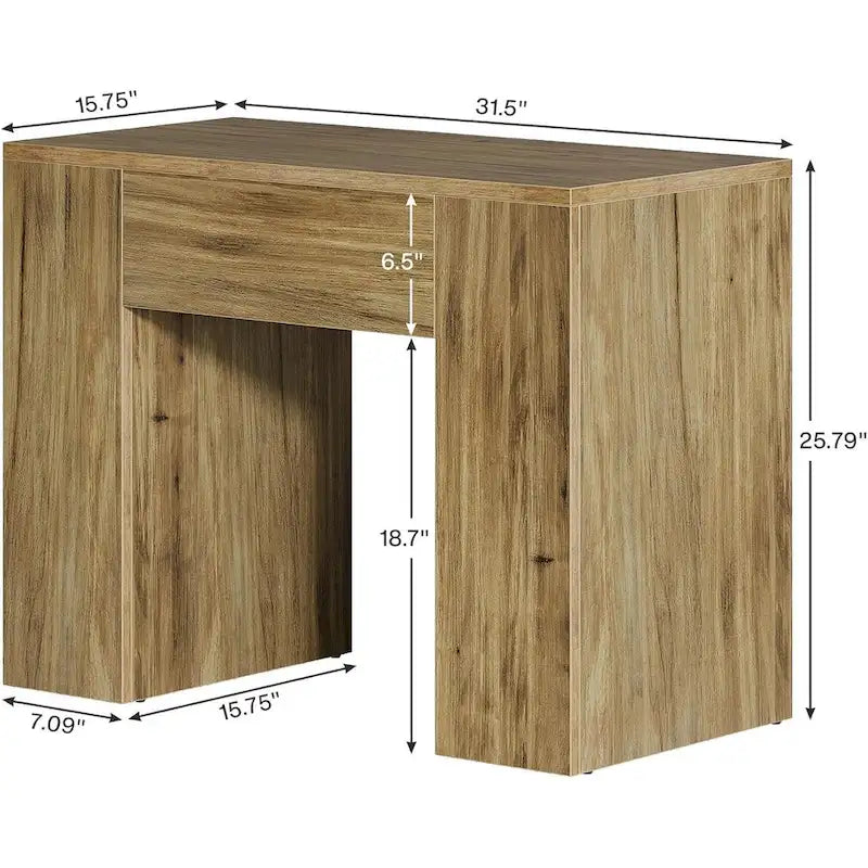 Table d'appoint de style campagnard de 31,5 pouces, table d'appoint moderne du milieu du siècle avec piédestal en bois