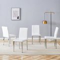 Ensemble de 4 chaises de cuisine/salle à manger rembourrées sans accoudoirs, fauteuil lounge moderne en cuir PU avec dossier pour salle à manger