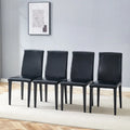 Ensemble de 4 chaises de salle à manger sans accoudoirs, dossier haut, en similicuir, coussin moelleux et pieds en métal, pour salon et cuisine.