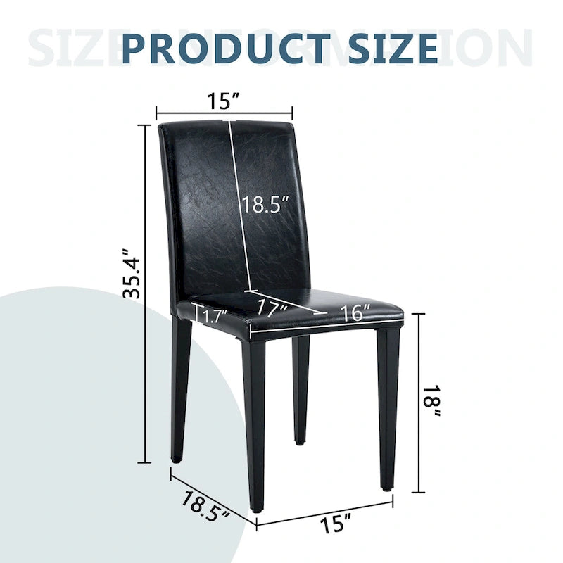Ensemble de 4 chaises de salle à manger sans accoudoirs, dossier haut, en similicuir, coussin moelleux et pieds en métal, pour salon et cuisine.