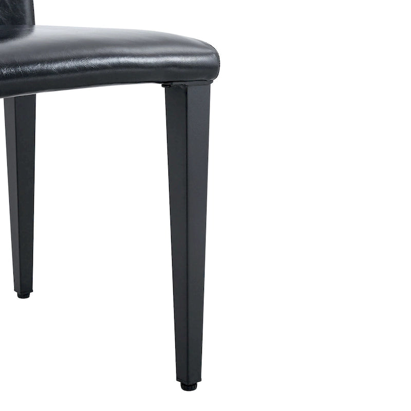 Ensemble de 4 chaises de salle à manger sans accoudoirs, dossier haut, en similicuir, coussin moelleux et pieds en métal, pour salon et cuisine.