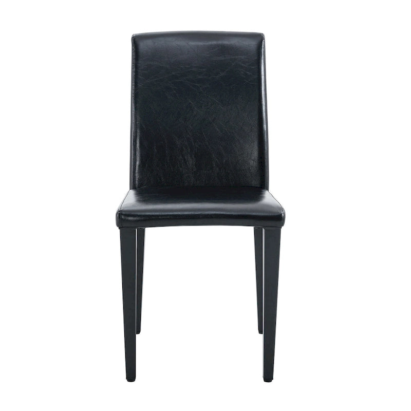 Ensemble de 4 chaises de salle à manger sans accoudoirs, dossier haut, en similicuir, coussin moelleux et pieds en métal, pour salon et cuisine.