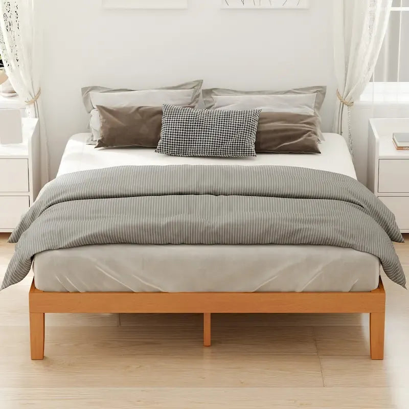 Lit plateforme en bois massif de taille Queen, capacité de 454 kg (1000 lb) et rangement