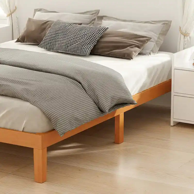 Lit plateforme en bois massif de taille Queen, capacité de 454 kg (1000 lb) et rangement