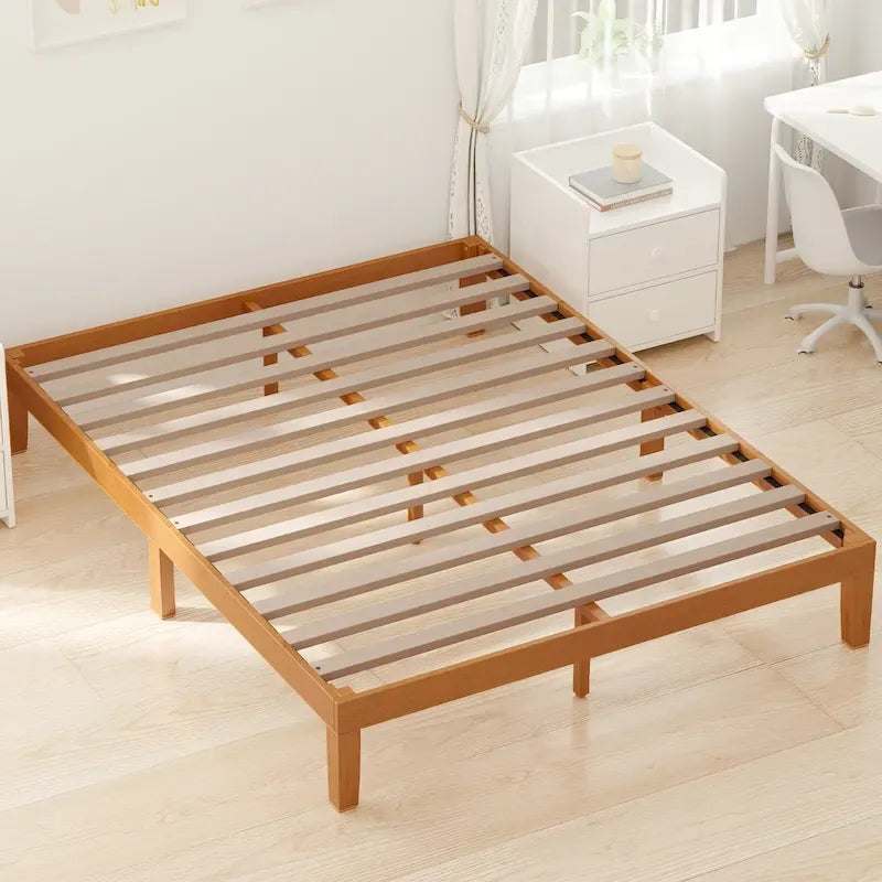 Lit plateforme en bois massif de taille Queen, capacité de 454 kg (1000 lb) et rangement