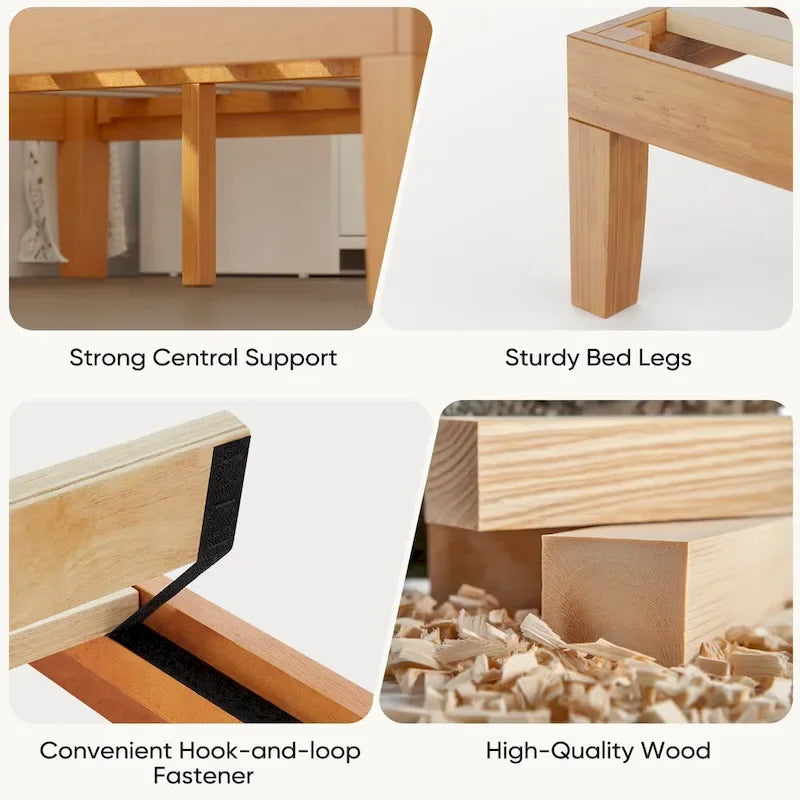 Lit plateforme en bois massif de taille Queen, capacité de 454 kg (1000 lb) et rangement