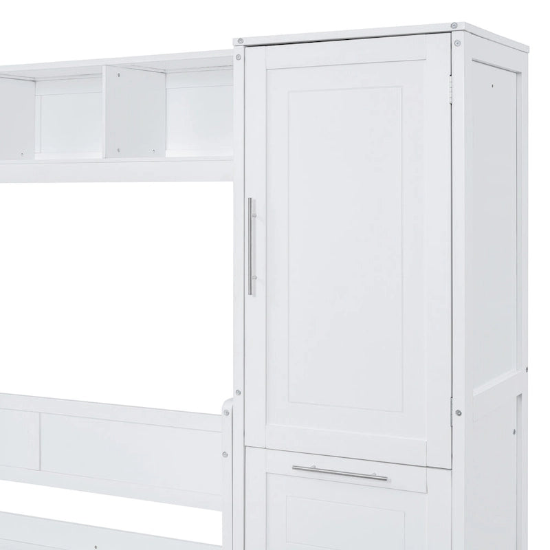 Lit escamotable intelligent double/queen avec armoire et rangement, système gain de place