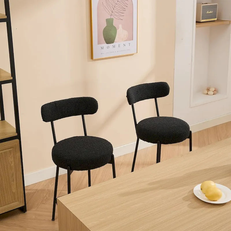 Ensemble de 2 tabourets de bar modernes en cuir avec dossier, pédales et pieds en métal (27 pouces).