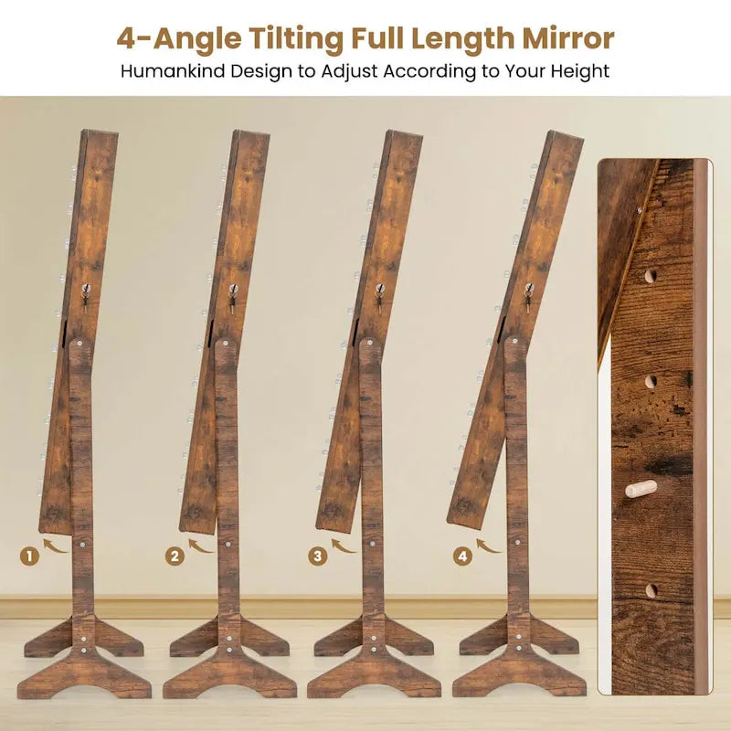 Armoire à bijoux Costway avec miroir LED et 20 lumières LED pleine longueur - Voir les détails