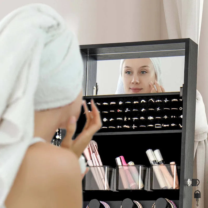 Armoire à bijoux Costway avec miroir LED et 20 lumières LED pleine longueur - Voir les détails