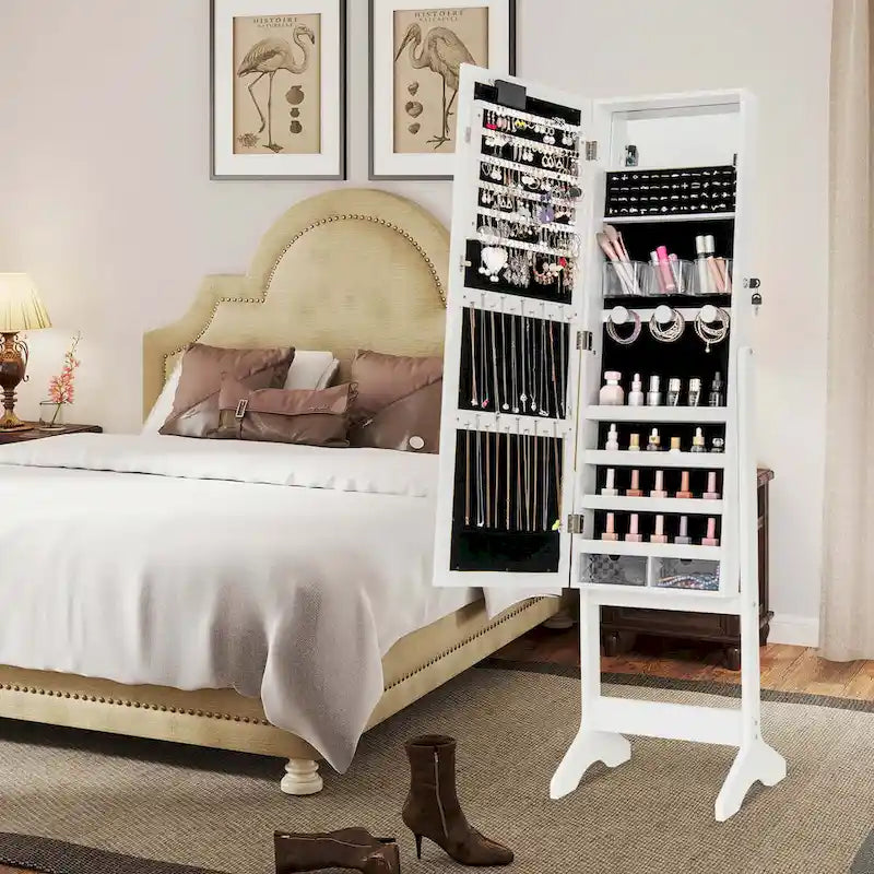 Armoire à bijoux Costway avec miroir LED et 20 lumières LED pleine longueur - Voir les détails