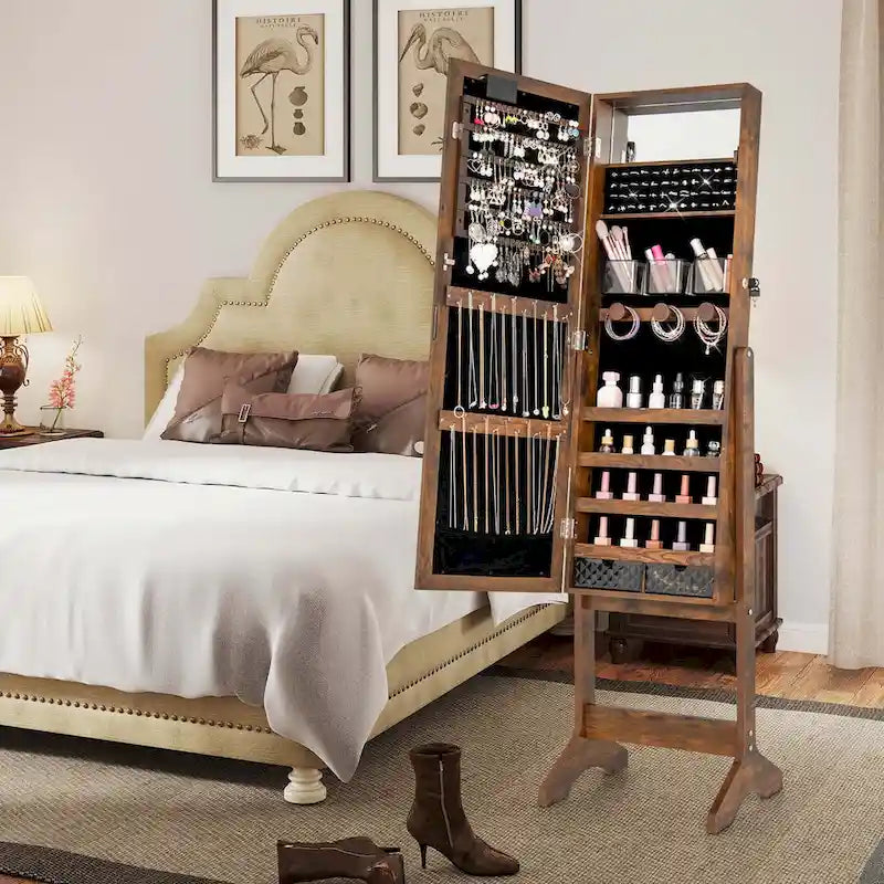 Armoire à bijoux Costway avec miroir LED et 20 lumières LED pleine longueur - Voir les détails