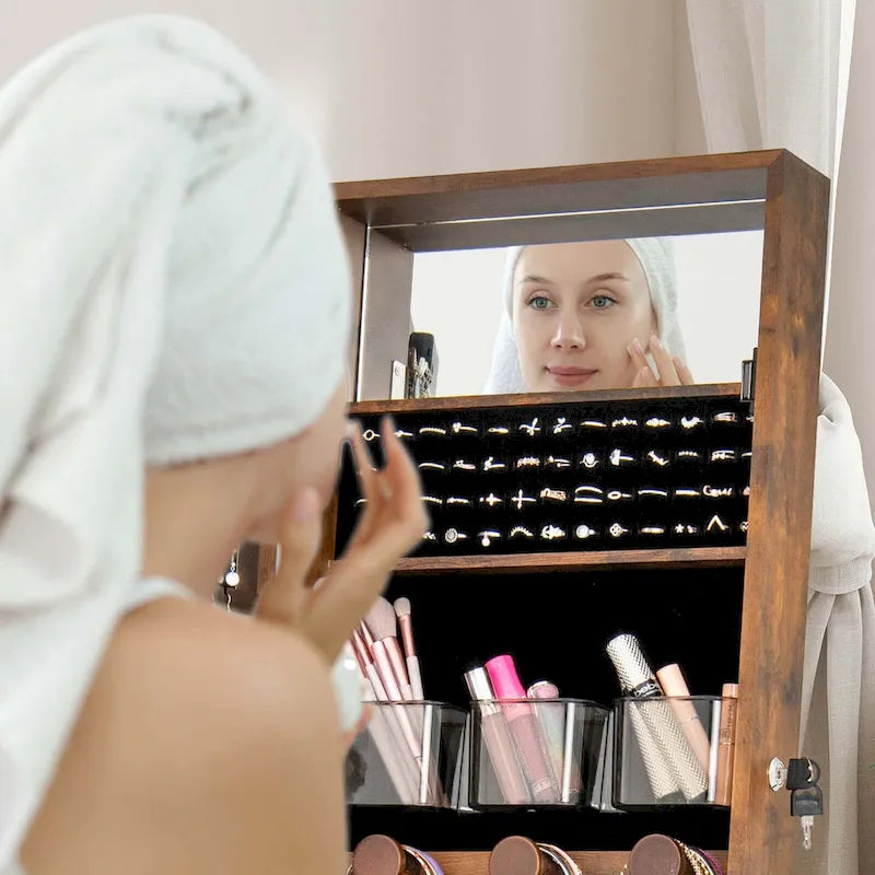 Armoire à bijoux Costway avec miroir LED et 20 lumières LED pleine longueur - Voir les détails