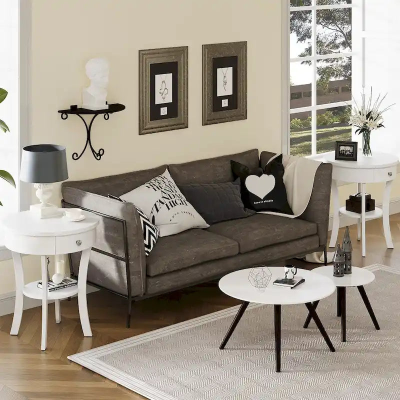 Table d'appoint ronde Costway à 2 niveaux (lot de 2) pour canapé ou chambre à coucher - Voir les détails