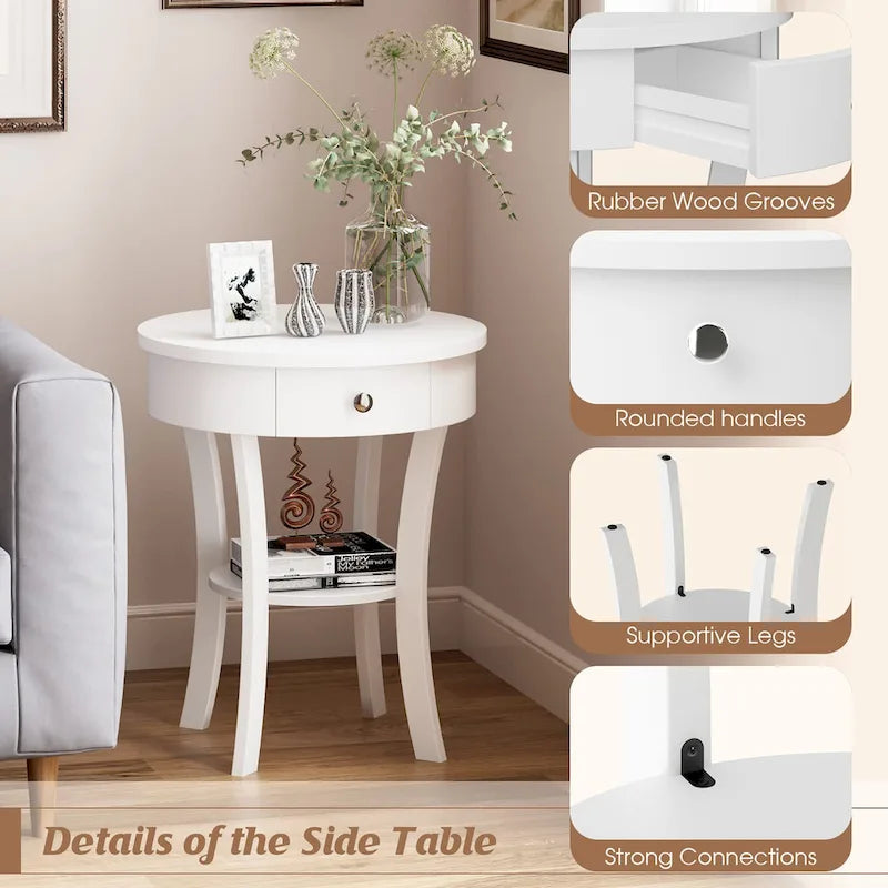 Table d'appoint ronde Costway à 2 niveaux (lot de 2) pour canapé ou chambre à coucher - Voir les détails