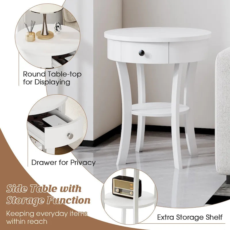 Table d'appoint ronde Costway à 2 niveaux (lot de 2) pour canapé ou chambre à coucher - Voir les détails