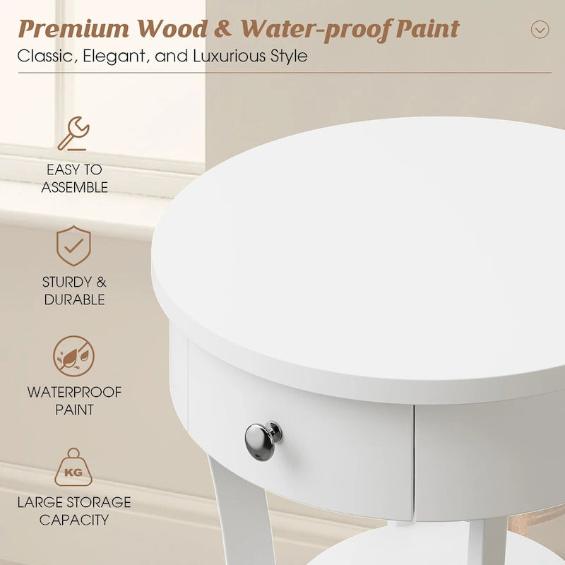 Table d'appoint ronde Costway à 2 niveaux (lot de 2) pour canapé ou chambre à coucher - Voir les détails