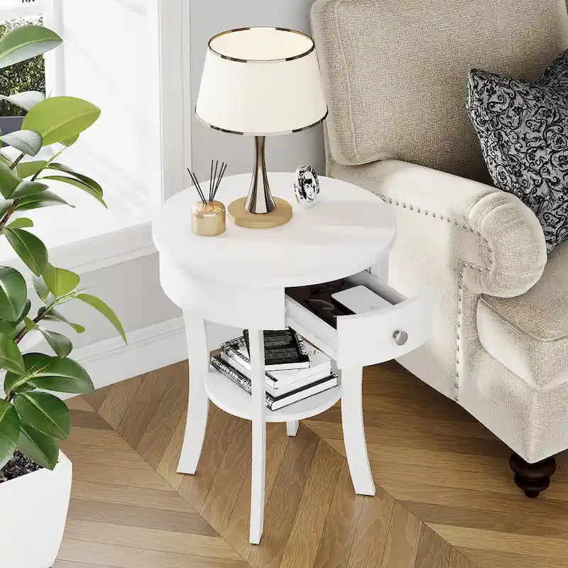 Table d'appoint ronde Costway à 2 niveaux (lot de 2) pour canapé ou chambre à coucher - Voir les détails