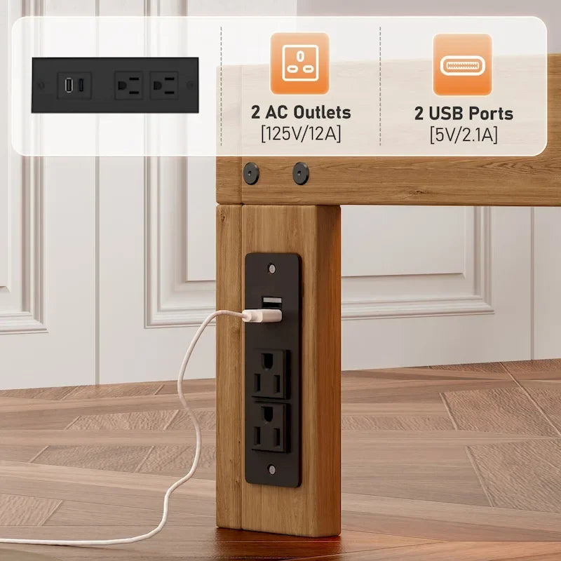 Lit plateforme en bois de taille queen avec support à lattes