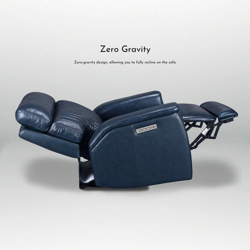 Ensemble canapé d'angle et fauteuil inclinable électrique en cuir véritable 105 W avec ports USB et USB-C, 2 fauteuils fixes sans accoudoirs