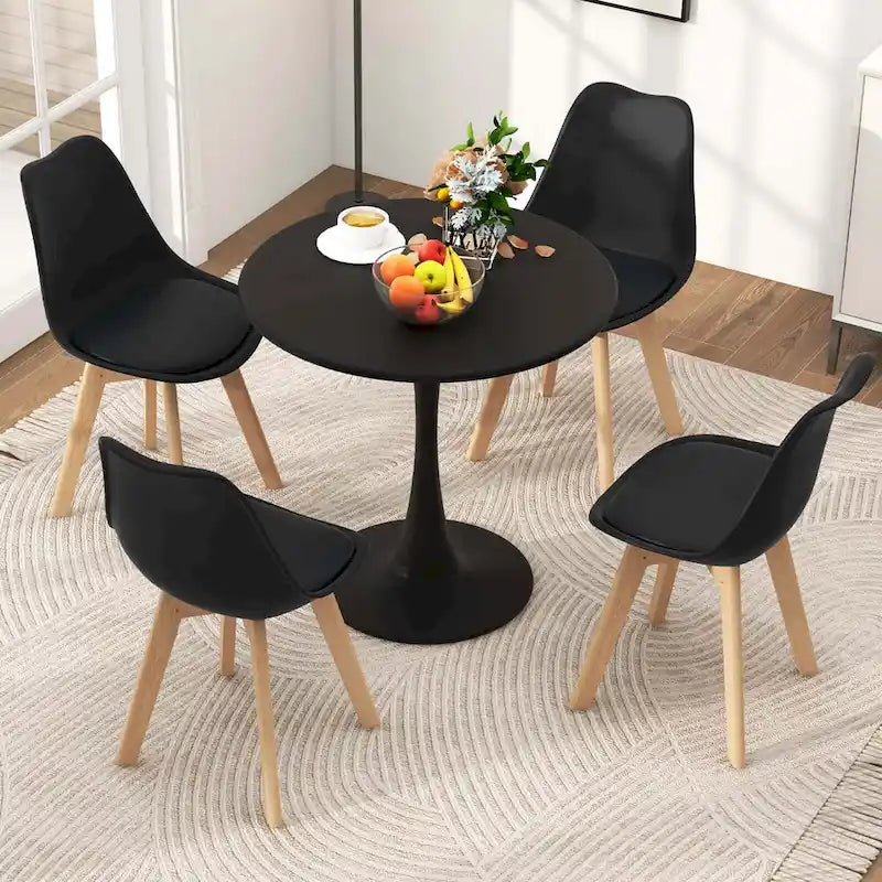 Ensemble de salle à manger Costway 5 pièces : table ronde moderne et 4 chaises pour petits espaces
