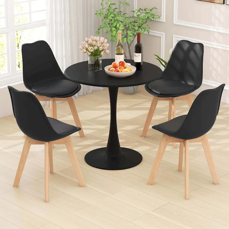 Ensemble de salle à manger Costway 5 pièces : table ronde moderne et 4 chaises pour petits espaces