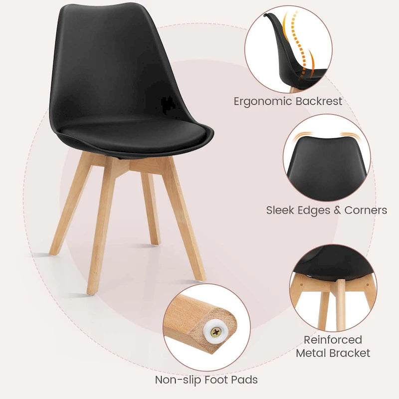 Ensemble de salle à manger Costway 5 pièces : table ronde moderne et 4 chaises pour petits espaces